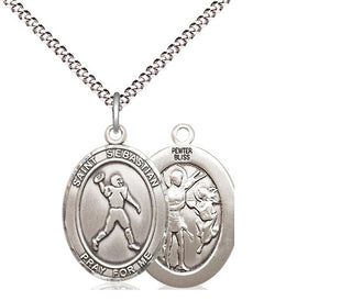 Pewter Saint Sebastian Football Medal Religious Jewelry