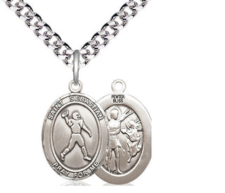 Pewter Saint Sebastian Football Medal Religious Jewelry