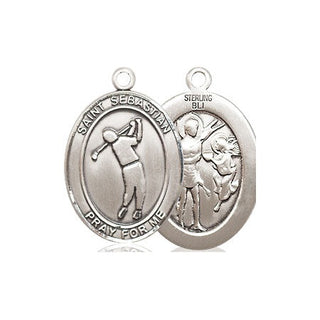 Sterling Silver Saint Sebastian Golf Medal Religious Jewelry