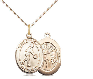 14kt Gold Filled Saint Sebastian Basketball Medal Religious Jewelry