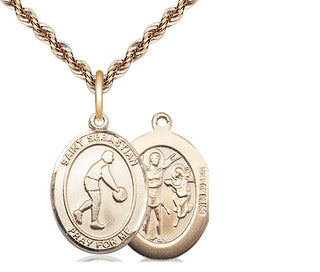 14kt Gold Filled Saint Sebastian Basketball Medal Religious Jewelry