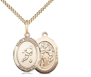 14kt Gold Filled Saint Sebastian Soccer Medal Religious Jewelry
