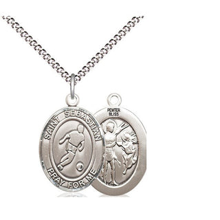 Pewter Saint Sebastian Soccer Medal Religious Jewelry