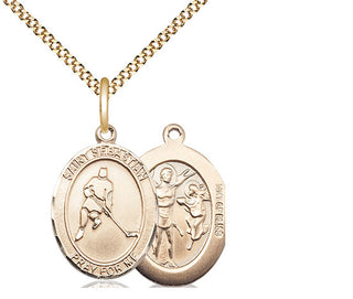 14kt Gold Filled Saint Sebastian Ice Hockey Medal Religious Jewelry