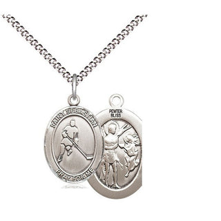 Pewter Saint Sebastian Ice Hockey Medal Religious Jewelry