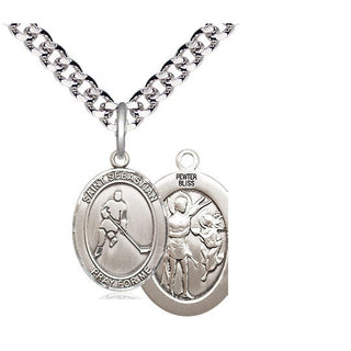 Pewter Saint Sebastian Ice Hockey Medal Religious Jewelry