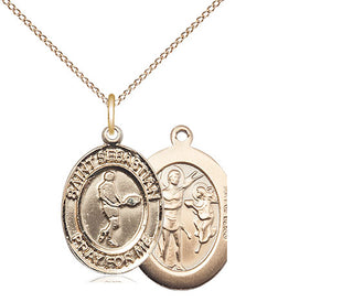 14kt Gold Filled Saint Sebastian Tennis Medal Religious Jewelry