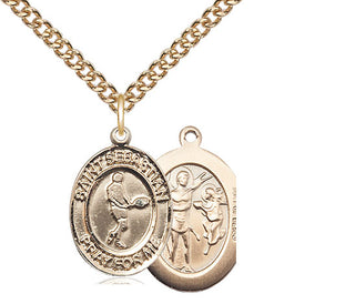 14kt Gold Filled Saint Sebastian Tennis Medal Religious Jewelry