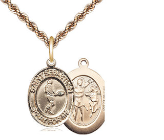 14kt Gold Filled Saint Sebastian Tennis Medal Religious Jewelry