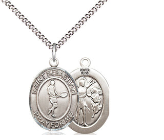 Pewter Saint Sebastian Tennis Medal Religious Jewelry