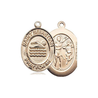 14kt Gold Filled Saint Sebastian Swimming Medal