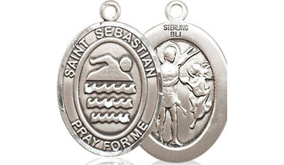 Sterling Silver Saint Sebastian Swimming Medal Religious Jewelry