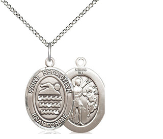 Sterling Silver Saint Sebastian Swimming Medal Religious Jewelry