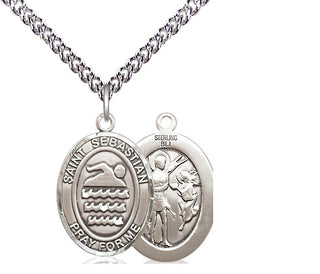 Sterling Silver Saint Sebastian Swimming Medal Religious Jewelry