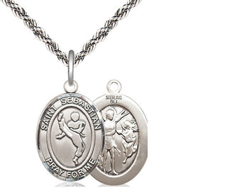Sterling Silver Saint Sebastian Martial Arts Medal Religious Jewelry