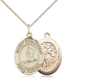 14kt Gold Filled Saint Sebastian Skiing Medal Religious Jewelry