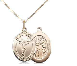 14kt Gold Filled Saint Sebastian Cheerleading Medal Religious Jewelry