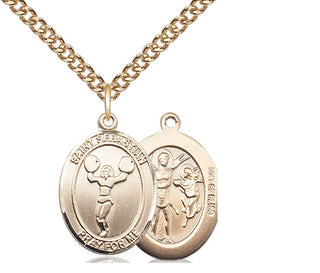 14kt Gold Filled Saint Sebastian Cheerleading Medal Religious Jewelry