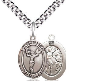 Pewter Saint Sebastian Cheerleading Medal Religious Jewelry