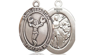 Sterling Silver Saint Sebastian Cheerleading Medal Religious Jewelry