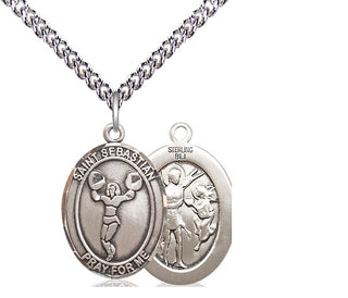 Sterling Silver Saint Sebastian Cheerleading Medal Religious Jewelry