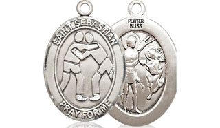 Pewter Saint Sebastian Wrestling Medal