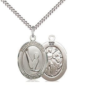 Pewter Saint Sebastian Gymnastics Medal Religious Jewelry