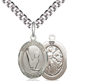 Pewter Saint Sebastian Gymnastics Medal Religious Jewelry