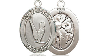 Sterling Silver Saint Sebastian Gymnastics Medal Religious Jewelry