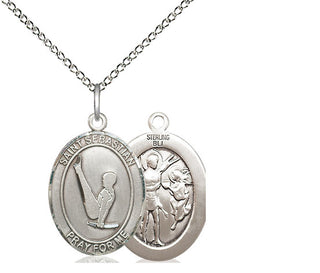 Sterling Silver Saint Sebastian Gymnastics Medal Religious Jewelry