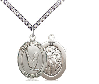 Sterling Silver Saint Sebastian Gymnastics Medal Religious Jewelry