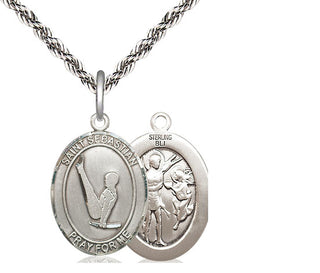 Sterling Silver Saint Sebastian Gymnastics Medal Religious Jewelry
