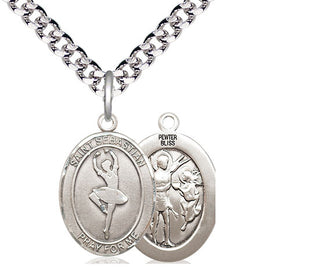 Pewter Saint Sebastian Dance Medal Religious Jewelry