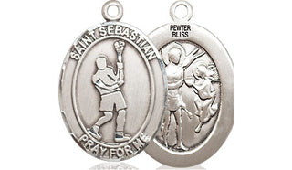 Pewter Saint Sebastian Lacrosse Medal