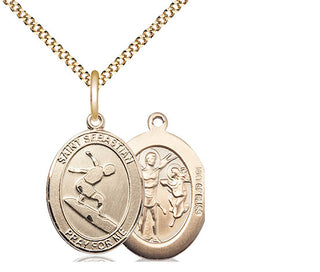 14kt Gold Filled Saint Sebastian Surfing Medal Religious Jewelry