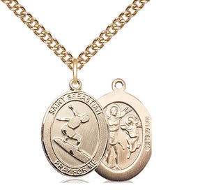 14kt Gold Filled Saint Sebastian Surfing Medal Religious Jewelry