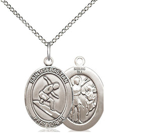 Sterling Silver Saint Sebastian Surfing Medal Religious Jewelry