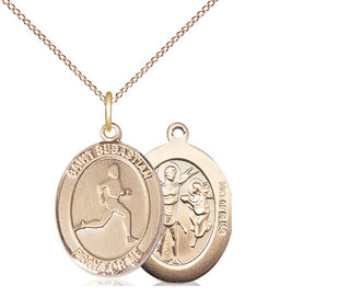 14kt Gold Filled Saint Sebastian Track and Field Medal Religious Jewelry