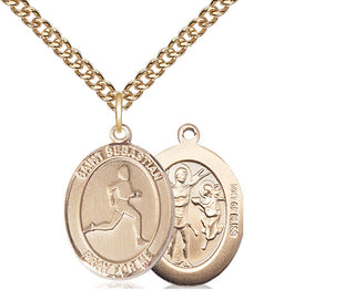 14kt Gold Filled Saint Sebastian Track and Field Medal Religious Jewelry