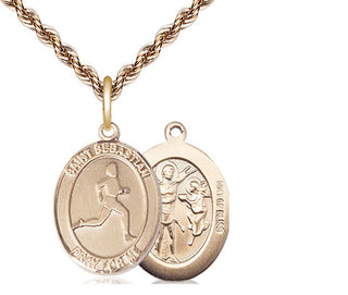14kt Gold Filled Saint Sebastian Track and Field Medal Religious Jewelry