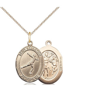 14kt Gold Filled Saint Sebastian Figure Skating Medal Religious Jewelry