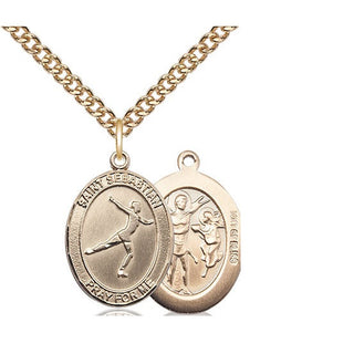 14kt Gold Filled Saint Sebastian Figure Skating Medal Religious Jewelry