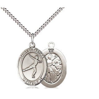Pewter Saint Sebastian Figure Skating Medal Religious Jewelry