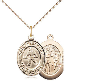 14kt Gold Filled Saint Sebastian Field Hockey Medal Religious Jewelry