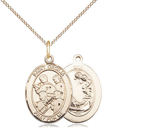 14kt Gold Filled Saint Cecilia Marching Band Medal Religious Jewelry