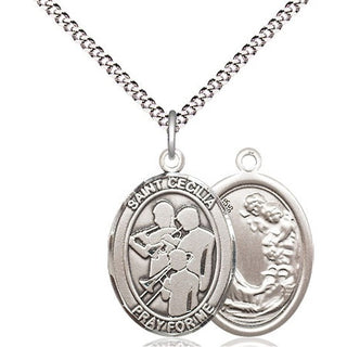 Pewter Saint Cecilia Marching Band Medal Religious Jewelry