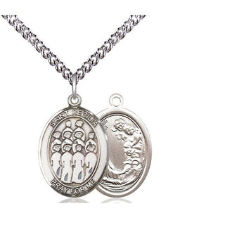 Sterling Silver Saint Cecilia Choir Medal Religious Jewelry