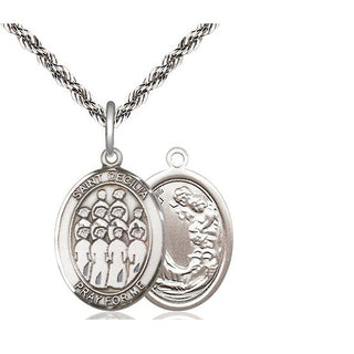 Sterling Silver Saint Cecilia Choir Medal Religious Jewelry