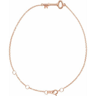 14K Rose Petite Key 6 1/2-7 1/2" Bracelet