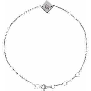 14K White Engravable Geometric 6 1/2-7 1/2" Bracelet